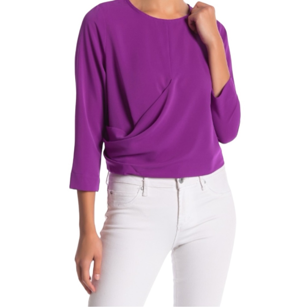 Code X Mode‎ Women's Purple Drape 3/4 Sleeve Blouse  Sz XL
